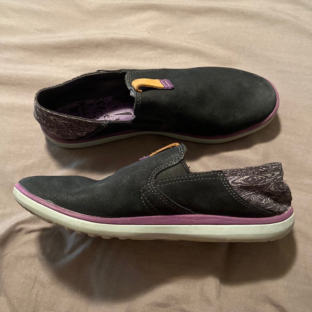 Merrell Black and Purple Suede Slip On Shoes